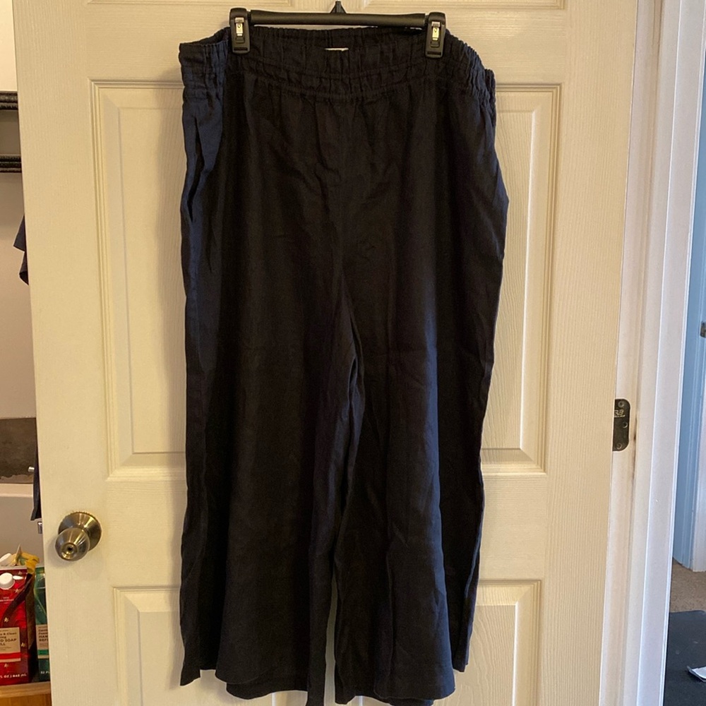Anthropologie 2X black linen pants NWT